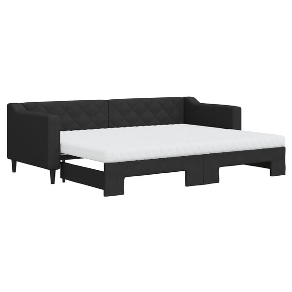 vidaXL Lit de jour avec lit gigogne et matelas noir 80x200 cm tissu