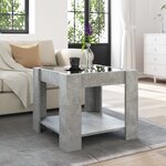 vidaXL Table basse avec LED gris béton 53x53x45 cm bois d'ingénierie