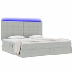 vidaXL Lit de rangement LED avec matelas Gris clair 200 x 200 cm