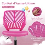 Chaise de bureau pivotante enfants avec hauteur réglable 77-89 cm siège à roulettes avec dossier ergonomique & base à 5 étoiles charge 150 kg rose 20_0008081