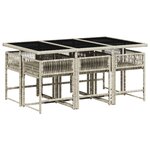 vidaXL Ensemble à manger de jardin et coussins 7 Pièces gris clair rotin