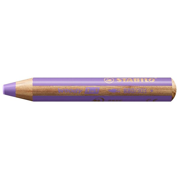 Crayon multi-talents woody 3en1  rond  mauve pastel STABILO