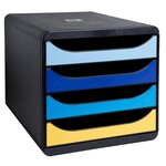 Module De Classement Big Box 4 Tiroirs Bee Blue - Couleurs Assorties - Exacompta