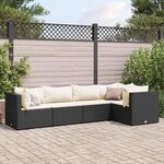 vidaXL Salon de jardin 5 Pièces avec coussins Noir Résine tressée
