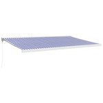 vidaXL Auvent rétractable bleu et blanc 5x3 m tissu et aluminium