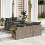 vidaXL Salon de jardin 6 Pièces avec coussins gris résine tressée