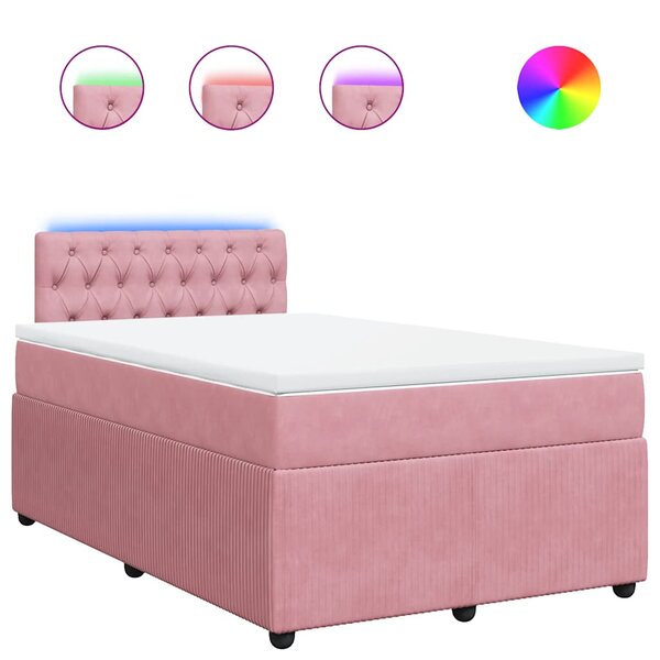 vidaXL Sommier à lattes de lit avec matelas rose 120x190 cm velours
