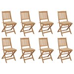 vidaXL Chaises pliables d'extérieur et coussins lot de 8 Bois d'acacia
