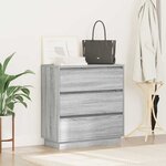vidaXL Cabinet de chevet avec Gris 71 x 34.5 x 75 cm Bois d'ingénierie