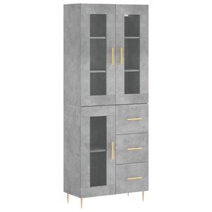 vidaXL Buffet haut Gris béton 69 5x34x180 cm Bois d'ingénierie
