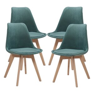 Lot de 4 chaises de salle à manger moderne design robuste velours côtelé vert foncé 03_0009827