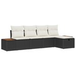 Ensemble de canapé de jardin 5 pièces vidaXL avec coussins en poly rotin noir