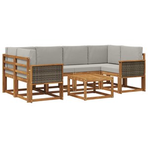 vidaXL Ensemble de canapés d'extérieur 5 pc Naturel et gris clair