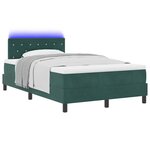 vidaXL Lit à ressort LED avec matelas Vert foncé 120 x 200 cm Velours