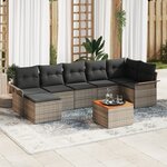 vidaXL Ensemble de canapés de jardin 8 pièces avec coussins gris en poly rattan acacia