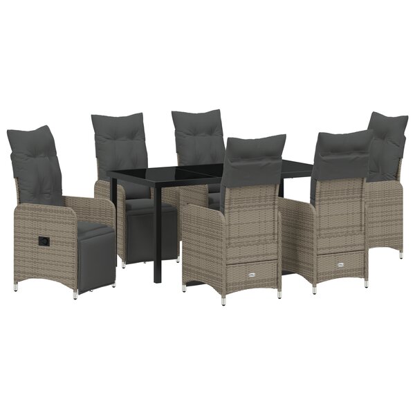 vidaXL Set de jardin 7 pièces avec coussins beige en poly rattan