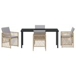 Ensemble de salle à manger de jardin 5 pièces avec coussins beige poly rattan