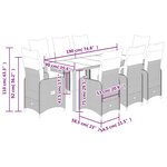 vidaXL Ensemble de bistro de jardin 9 Pièces coussins marron poly rotin