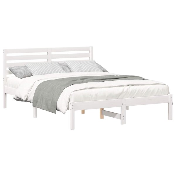 vidaXL Cadre de lit avec tête de lit Blanc 120 x 190 cm Pin massif
