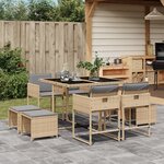 vidaXL Ensemble à manger de jardin et coussins 9 Pièces mélange beige