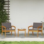 vidaXL Ensemble Bistro 3 Pièces avec Coussins  en Bois d'Acacia Massif