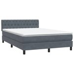 vidaXL Sommier à lattes de lit et matelas et LED gris foncé 140x220cm velours