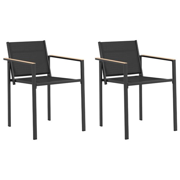 vidaXL Chaises de jardin 2 pc Noir et anthracite Tissu Textilène