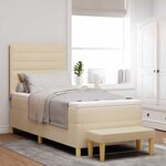 vidaXL Lit à ressorts avec coussin Crème 200 x 90 cm tissu