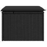 vidaXL Tabouret de jardin avec coussin noir 55x55x37 cm résine tressée