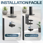 ACROPAQ Support écran PC 2 écrans 13 à 32 pouces Acier- Bras Moniteur Universel 2 PC- Pivotant- Hauteur réglable