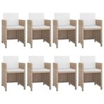 vidaXL Ensemble à manger d'extérieur et coussins 9 Pièces résine tressée