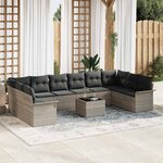 vidaXL Ensemble de canapé de jardin 11 Pièces Gris Poly rotin