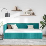 vidaXL Cadre de lit d'angle Turquoise 100 cm x 200 cm tissu