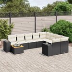 vidaXL Salon de jardin 10 Pièces avec coussins noir résine tressée