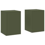 vidaXL Supports de Plantes d'extérieur Pilier 2 Pièces Olive Verte 24x24x35 cm Acier