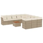 vidaXL Salon de jardin avec coussins 12 Pièces beige résine tressée