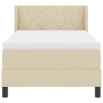 vidaXL Lit à ressorts avec tête de lit Crème 200 x 90 cm tissu