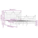 vidaXL Cadre de lit métal sans matelas avec pied de lit noir 140x200cm