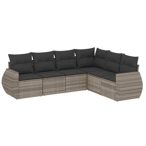 vidaXL Salon de jardin 6 Pièces avec coussins gris clair résine tressée