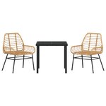 vidaXL Ensemble salle à manger de jardin 3 pièces brun poly rotin