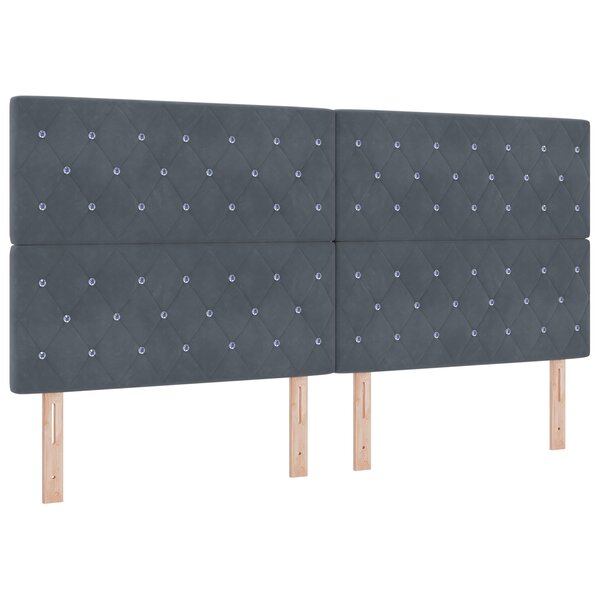Lit à ressort vidaXL avec matelas gris foncé 200x200 cm en velours