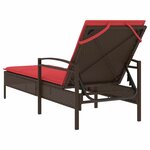vidaXL Chaise longue avec coussin Marron 63 x 200 x 81 cm Résine tressée (États-Unis uniquement)