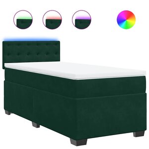 vidaXL Sommier à lattes de lit avec matelas Vert foncé 90x190 cm
