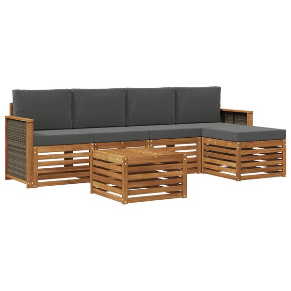 vidaXL Ensemble de canapés d'extérieur 6 pc Naturel et Anthracite