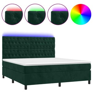 vidaXL Sommier à lattes de lit matelas et LED Vert foncé 160x200 cm