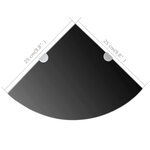 vidaXL Étagère de coin avec supports chromés Verre Noir 25 x 25 cm