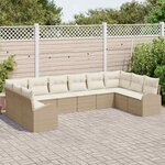 vidaXL Ensemble de canapé de jardin 10 Pièces Beige et blanc polyrotin