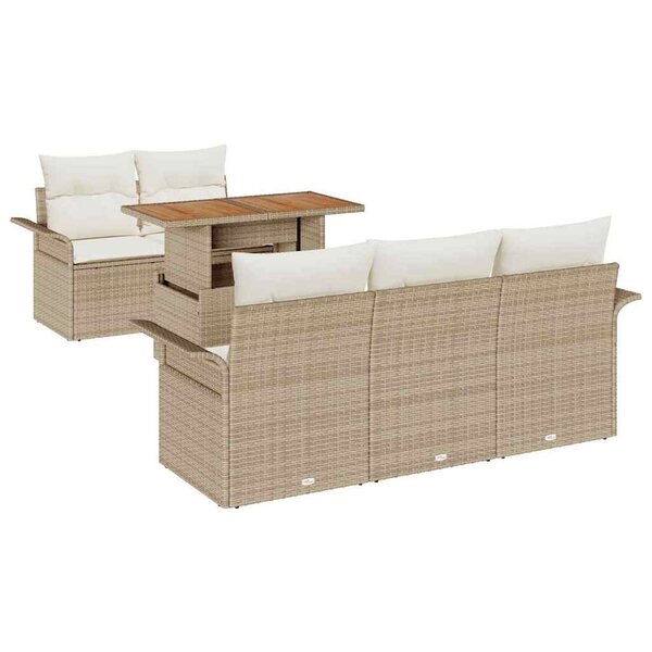 vidaXL Ensemble de canapé de jardin 6 Pièces Beige Poly rotin