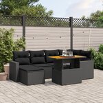 vidaXL Salon de jardin 7 Pièces avec coussins noir résine tressée