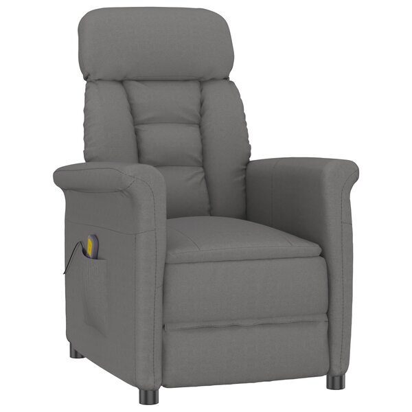 Fauteuil de massage vidaXL en tissu microfibre gris foncé